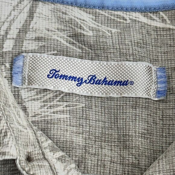 Tommy Bahama Mens XL Shirt Silk Green Ivory Print Button Down Short Sleeve - Picture 2 of 16